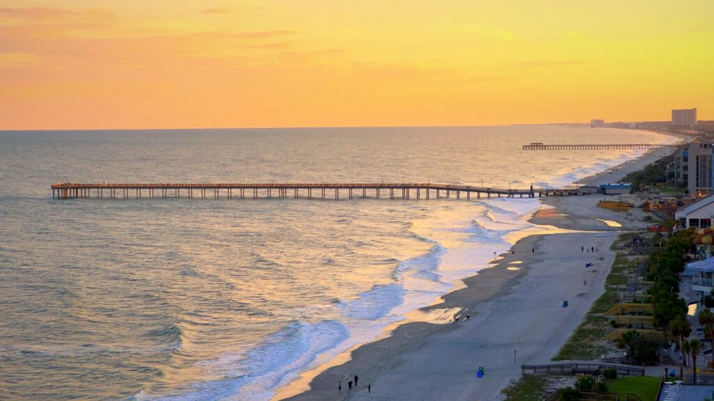 Myrtle Beach and the Grand Strand coastline at sunset, South Carolina