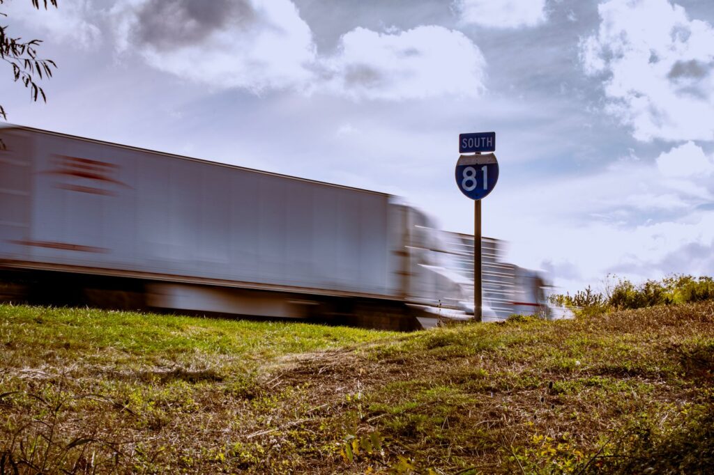 A moving truck on the interstate